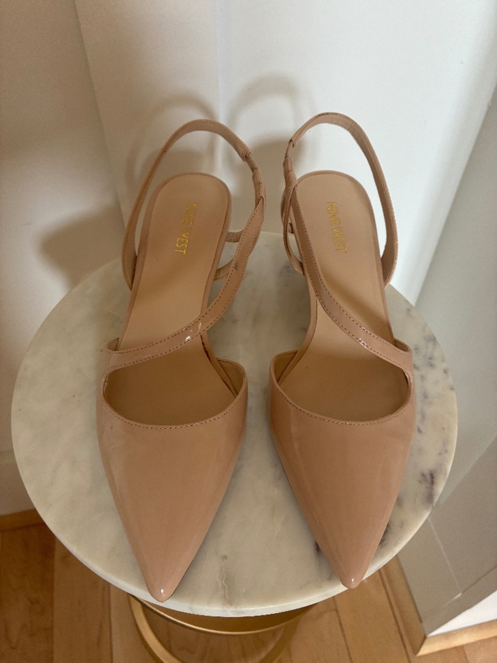Nine West nude patent strappy heels